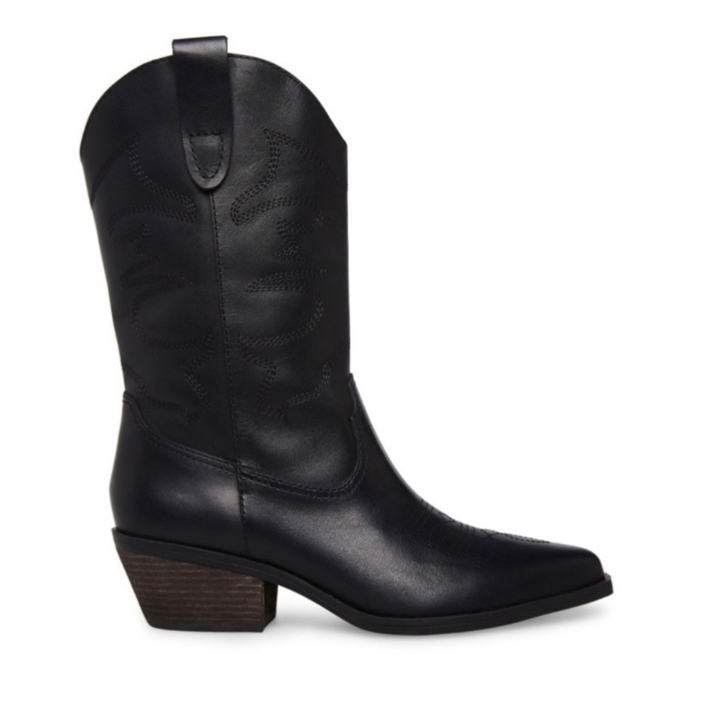 Steve Madden  Western Black Leather Boot NWOT